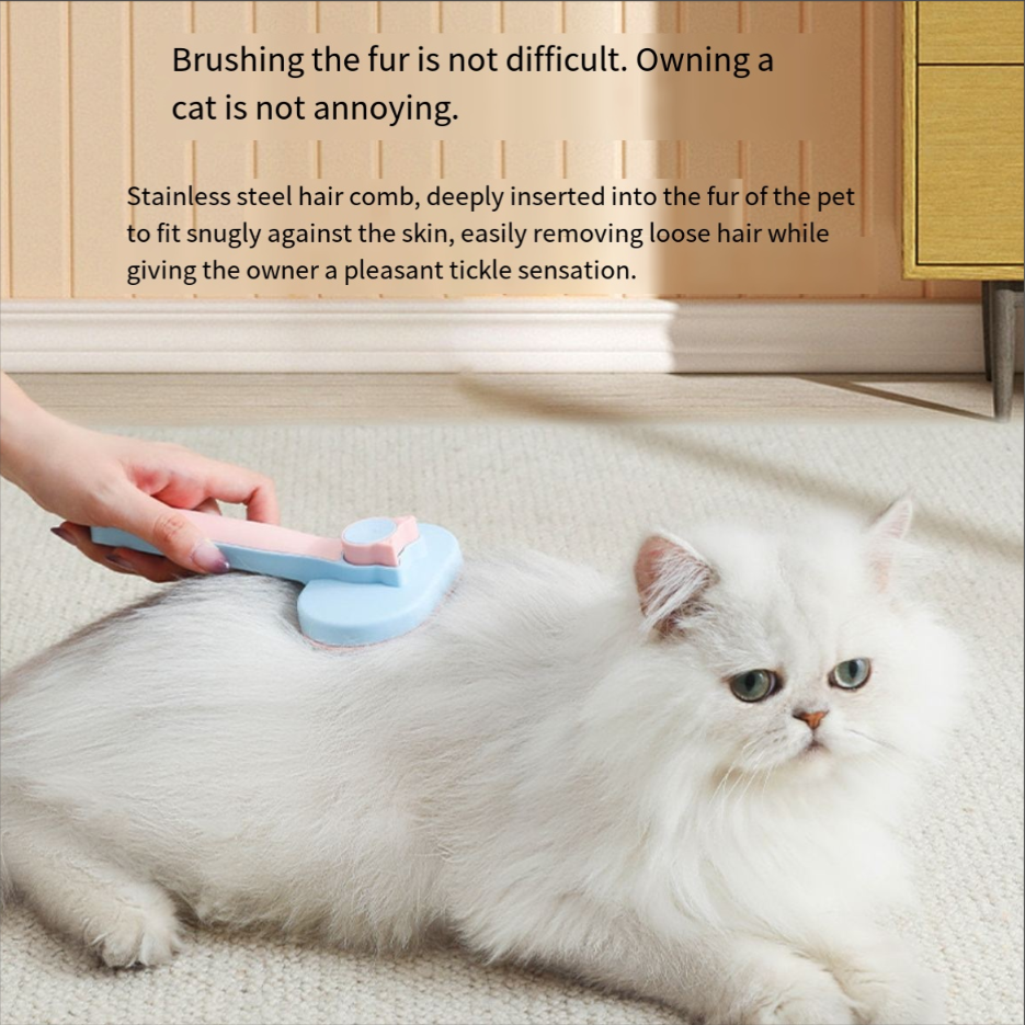 Pet cat self-cleaning hairbrush